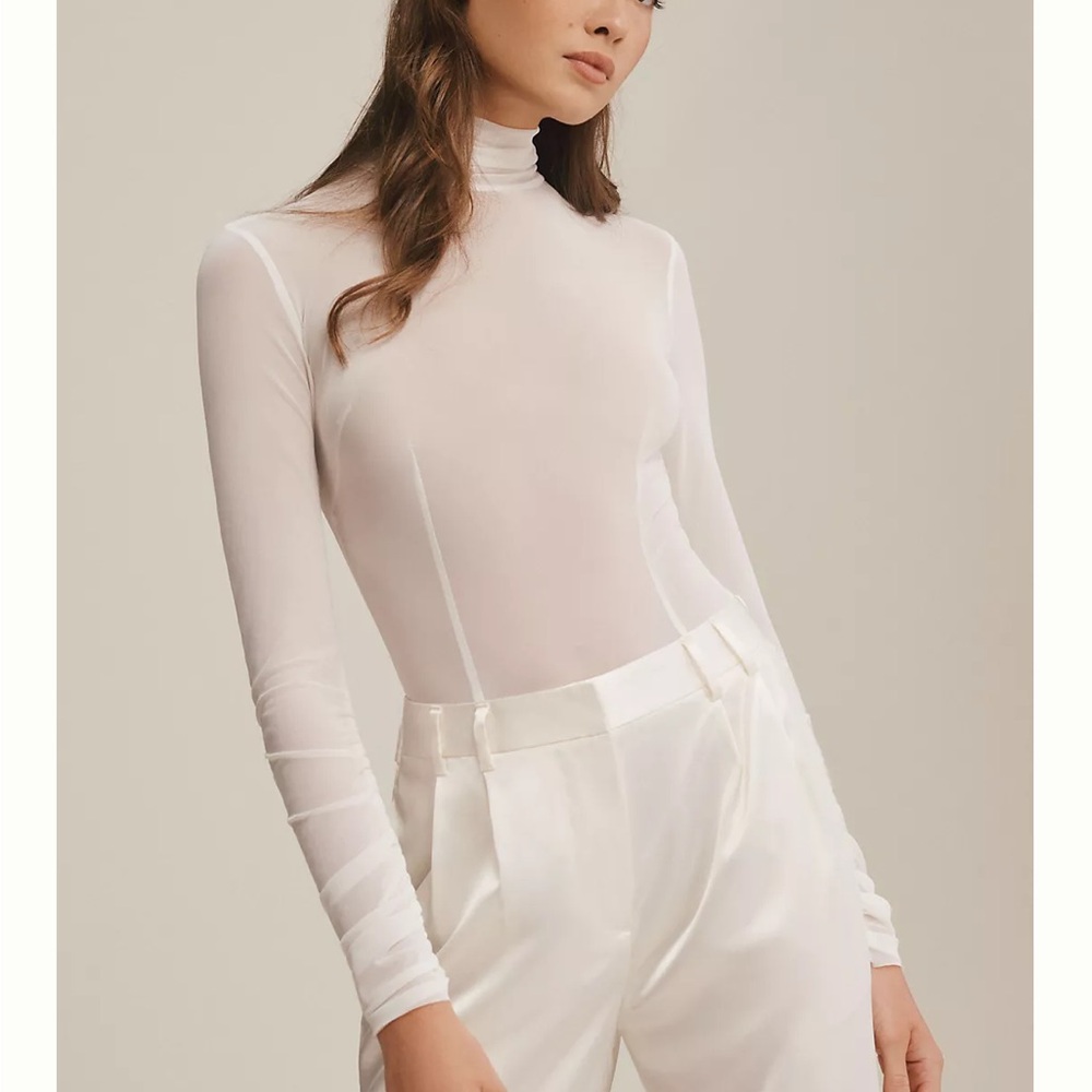 Anthropologie White Sheer Bodysuit